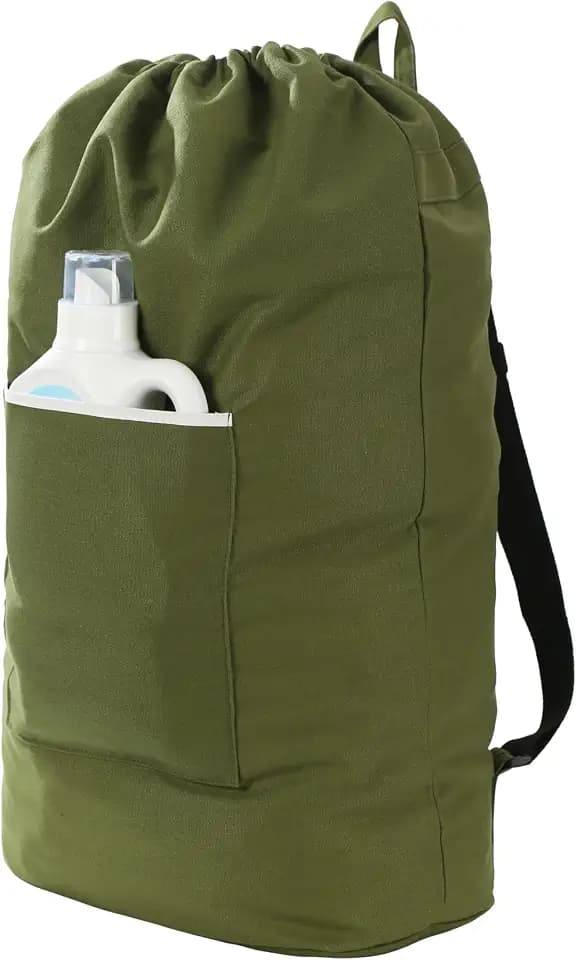 Canvas Laundry Bag, Laundry Backpack, Army Green, XX-Large