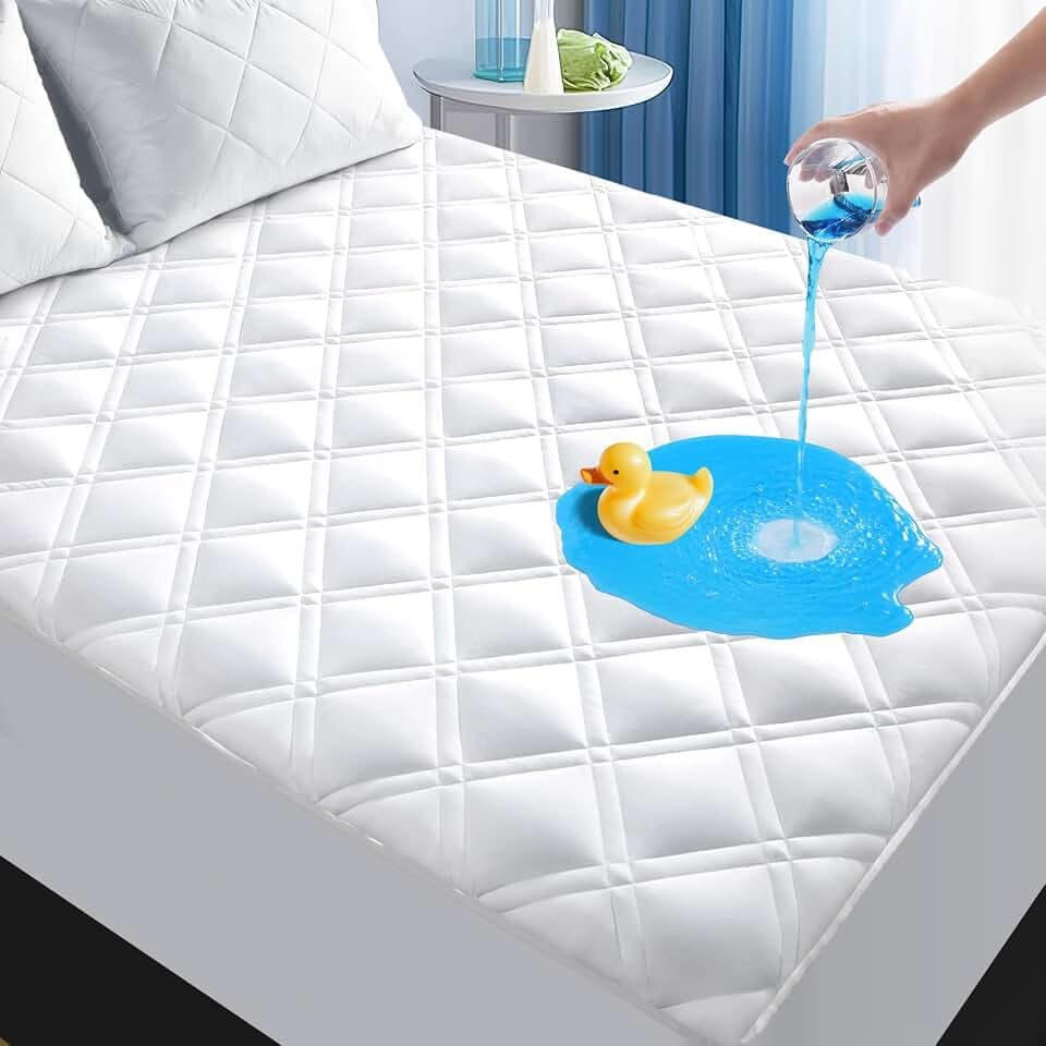 Queen Mattress Protector Waterproof, Mattress Pad Fitted Deep Pocket 8"-21"