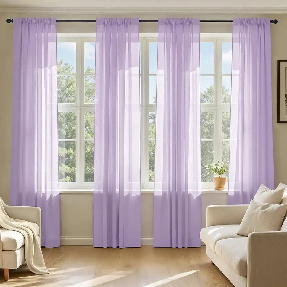 MIULEE Light Purple Sheer Curtains 84 Inches Long 4 Panels 42 x 84 Inches