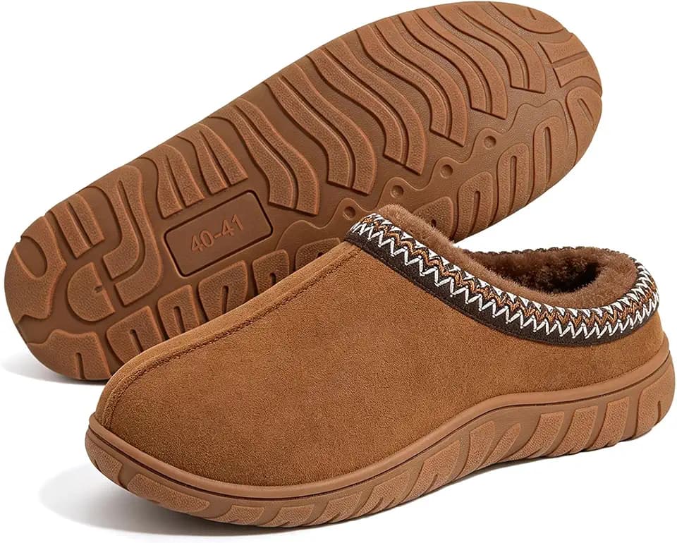 Litfun Men's Memory Foam Fuzzy Slippers Indoor Outdoor Winter House Shoes