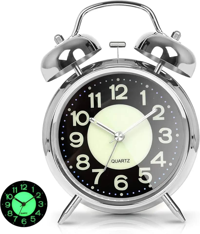 AYRELY® Super Loud Alarm Clock for Heavy Sleepers, 4.5 Inch Twin Bell Retro