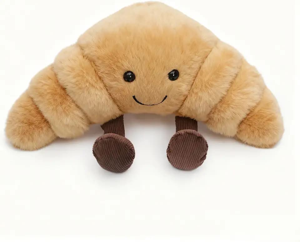 1 lb Weighted Croissant Plush Pillow - 12 inch Stuffed Animal Weighted Plush Toy, Soft Squishy Bread Plushie, Gift for Kids & Friends