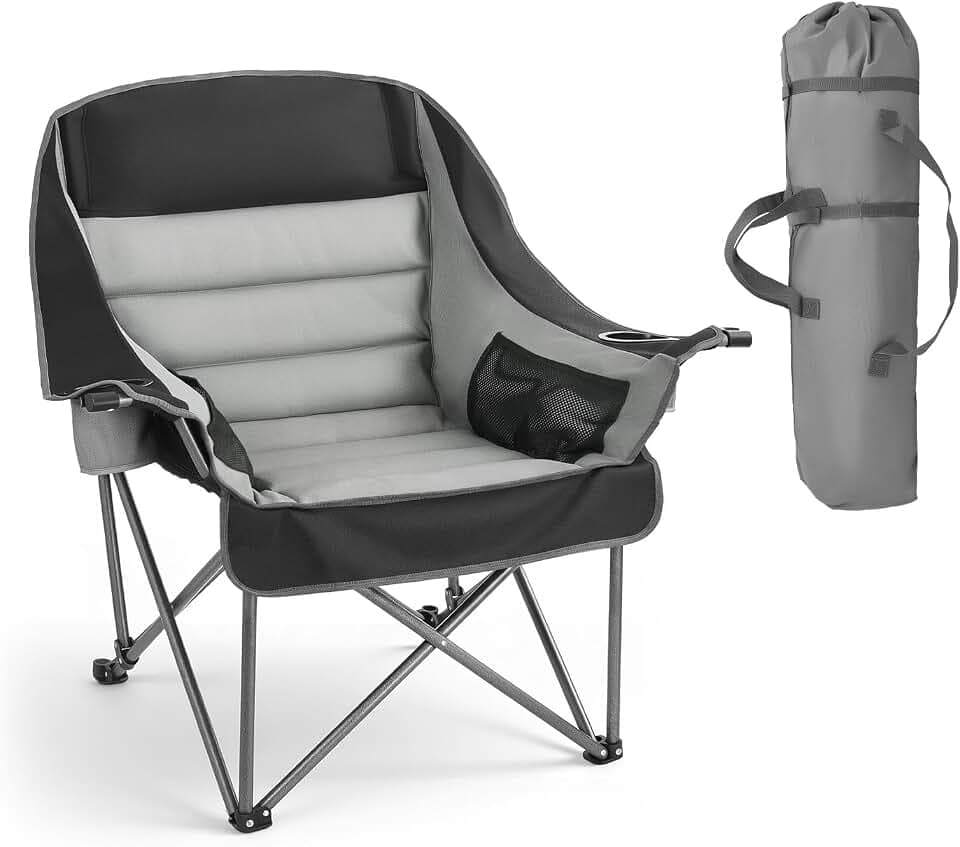 VEVOR Oversized Camping Chairs, Heavy Duty Portable Folding Camp Chairs