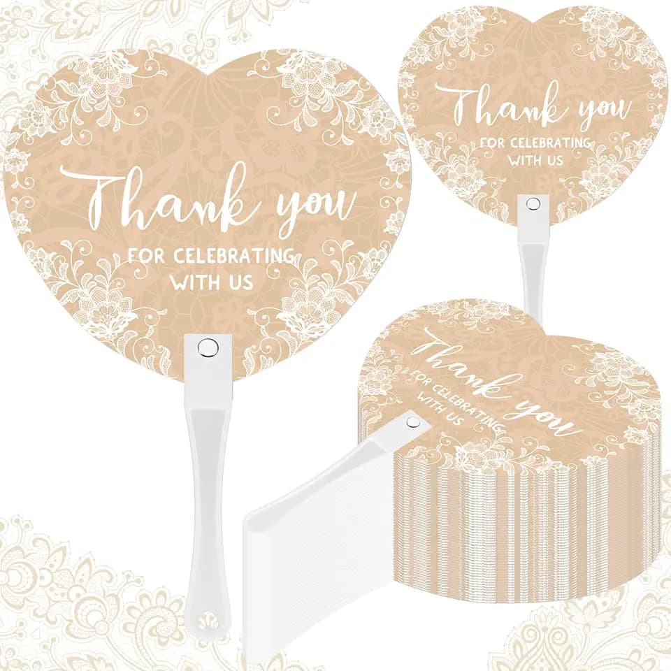 50 Pcs Wedding Hand Plastic Fans Boho Lace Bridal Shower Favors