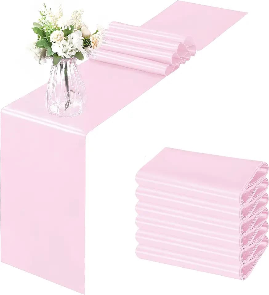 Horbaunal 6 Pack Satin Runners 12 x 72 Inch, Light Pink