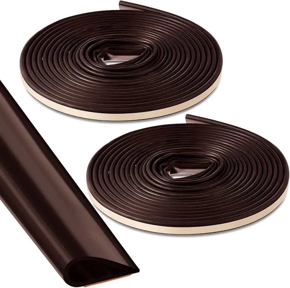 2 Pcs Adhesive Fire/Smoke Door Gasket Seal, 0.5" W X 0.25" H X 20' L, Brown