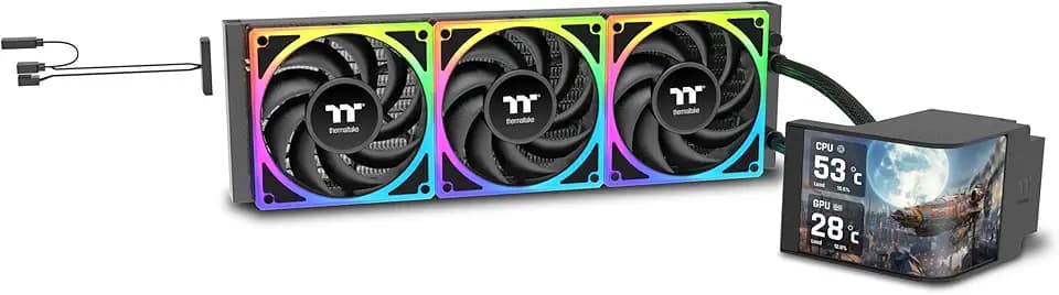 Thermaltake MAGCurve 360 Ultra | ARGB All-in-One Liquid Cooler | 6,67" Curved 2k AMOLED Display | TOUGHFAN EX 120 ARGB Lüfter + Reverse Lüfterblätter | Black