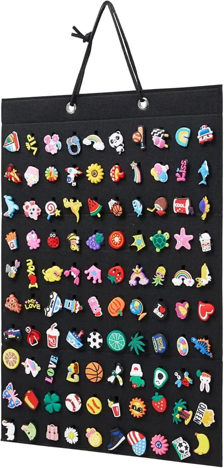 Shoe Charms Organizer - Hanging Holder with 100 Holes for Crocs Charms, Wall Mounted Display, Holds up to 100pcs