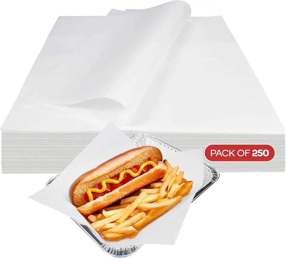 White Deli Paper Sheets, 12" x 12" (250 pcs.) - USA-Made Premium Food Basket Liners - PFAS-free Grease Resistant Deli Paper Sheets for Snack & Baking Wrap, Picnic & Party by IDL Packaging