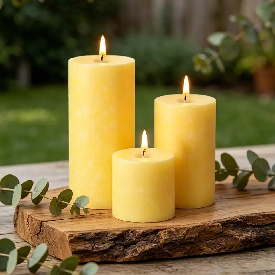 Citronella Candles Outdoor,3 Pack Lemongrass Scented Pillar Candles Set