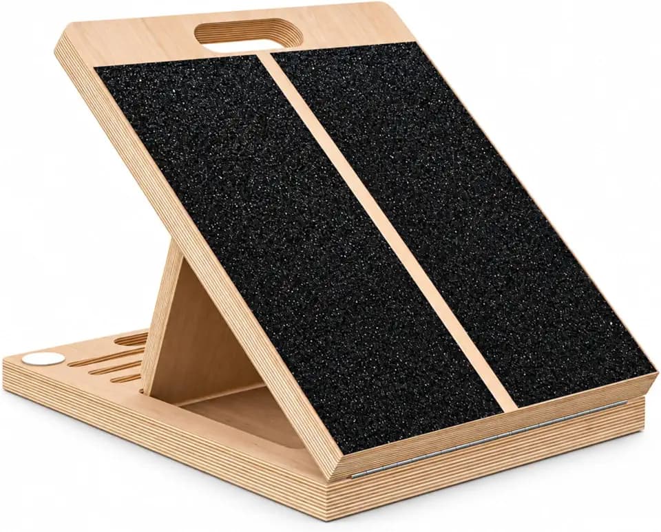 Frylr Slant Board for Exercise, Calf Stretch Board, Foot Stretcher, Portable Foldable Wooden Wedge with 500 lb Capacity, Non-Slip Design, Carry Handle for Home, Gym and Office, Black