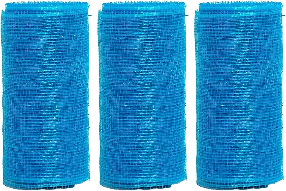3 Rolls Lake Blue Deco Mesh Ribbon for Spring Summer Wreaths Decor