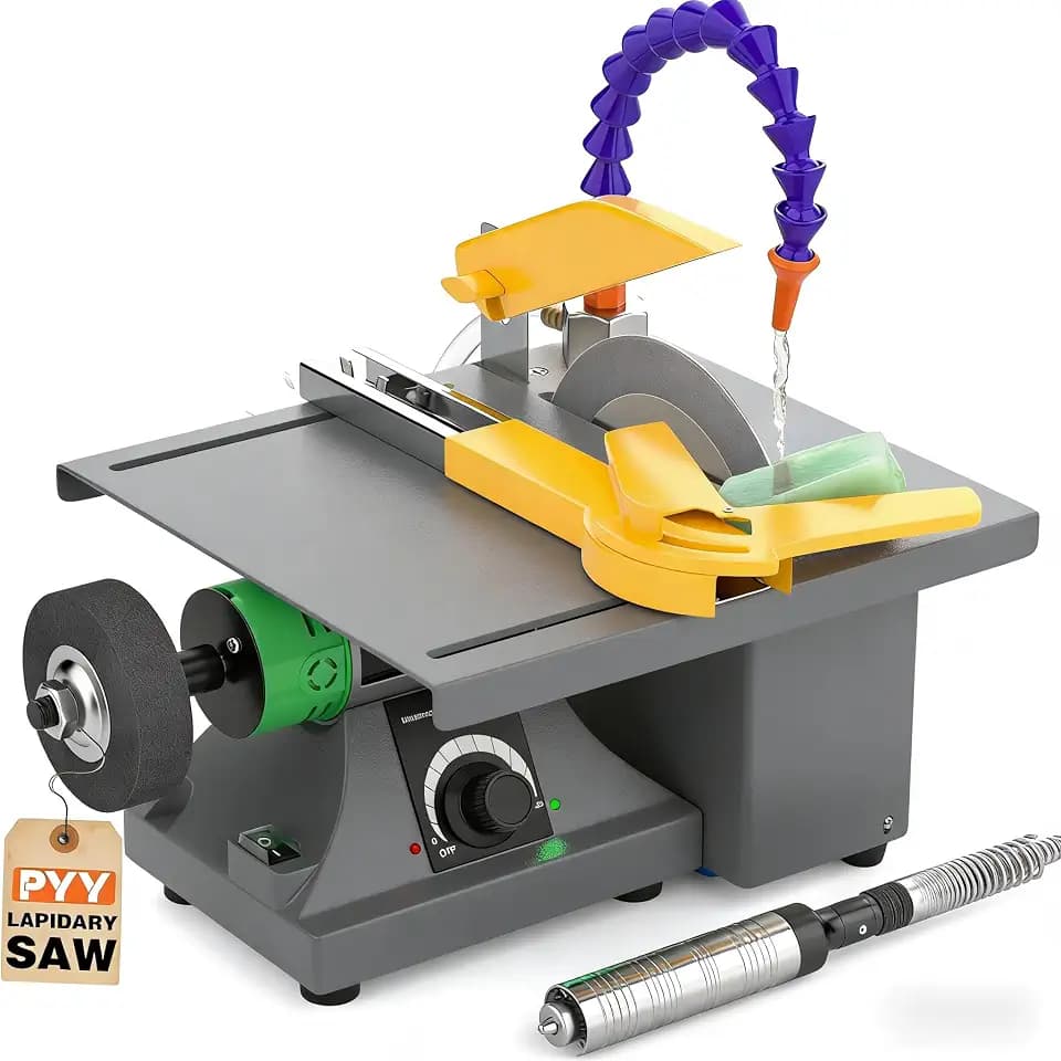 PYY Jewelry Rock Saw Diamond Blades Blade, 0-10000 RPM for Cutting Rocks & Polishing, DIY Art Project Lapidary Equipment,Apricot,350W