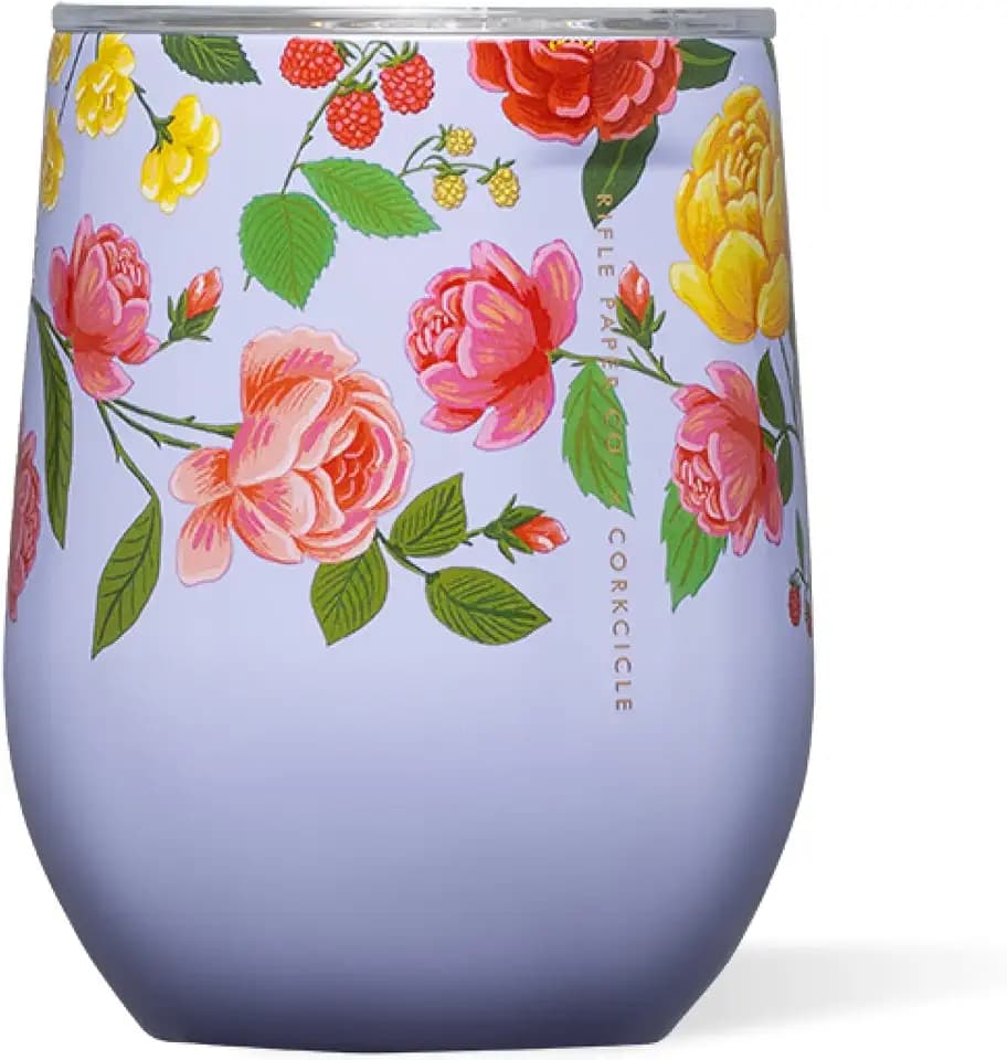 Corkcicle x Rifle Paper Co. 12 oz Insulated Tumbler, Purple Roses