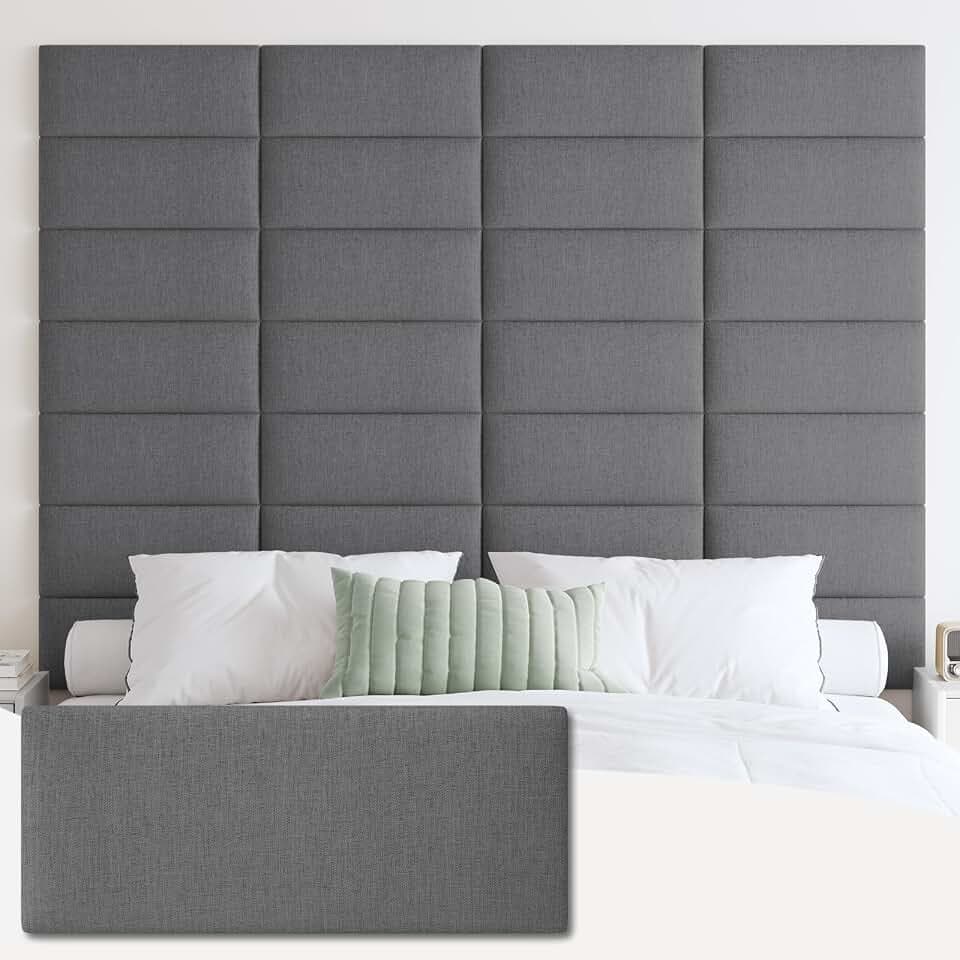 IFNOW Wall Mounted Headboard, Peel and Stick Panels, Dark Grey, King