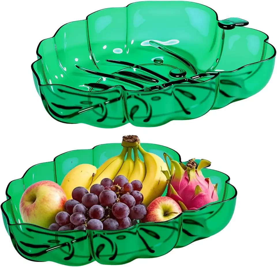 Wiwiqing 2 Pcs Hawaiian Turtle Leaf Serving Tray Plastic Tropical Plates