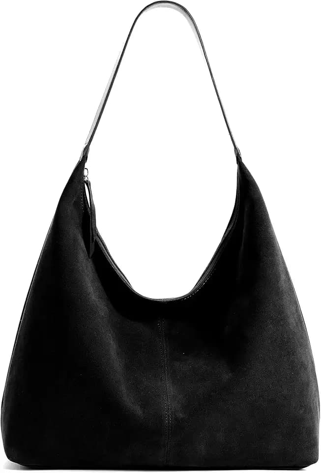 KALIDI Slouchy Tote Bag 18L Casual Vegan Leather Crescent Hobo Zipper Bag