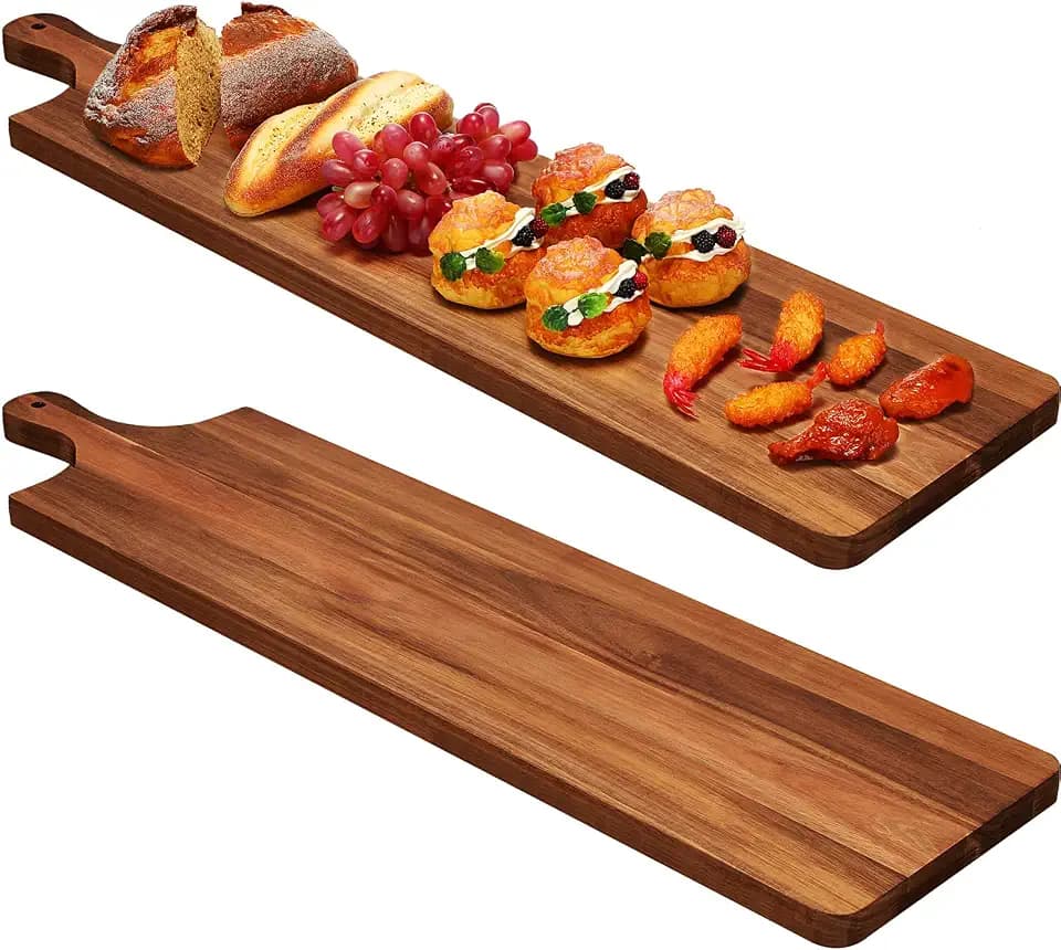 Bokon 2 Pcs Acacia Long Charcuterie Boards Large 23 x 7 Inch Cutting Board