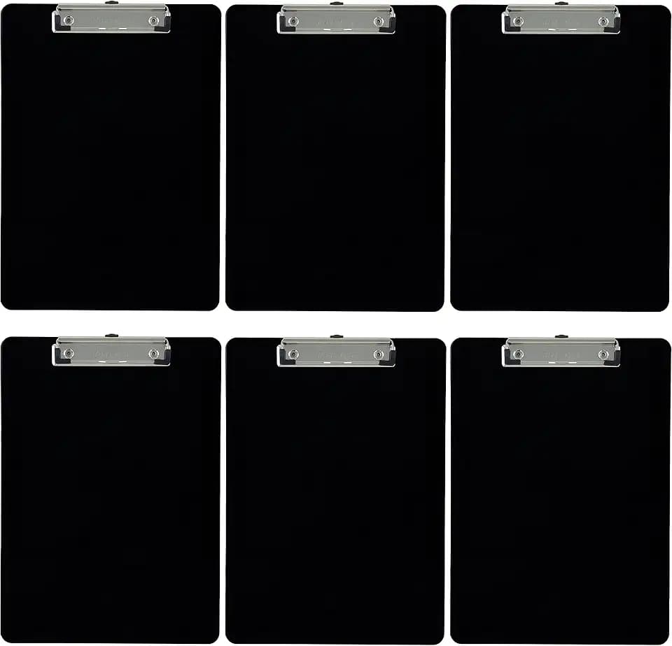 Trade Quest Black Plastic Clipboards Letter Size Low Profile (6-Pack)