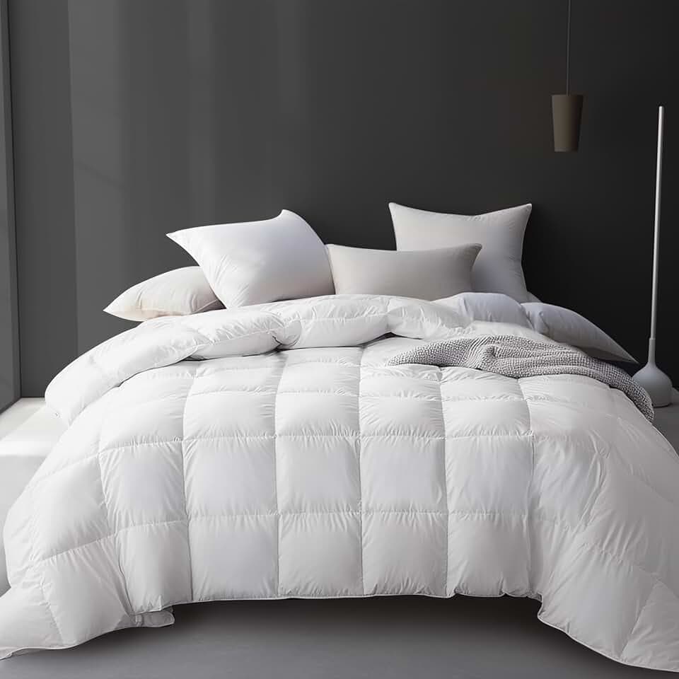 Hotel Grand Oversized King Size White Goose Feather Down Fiber Comforter