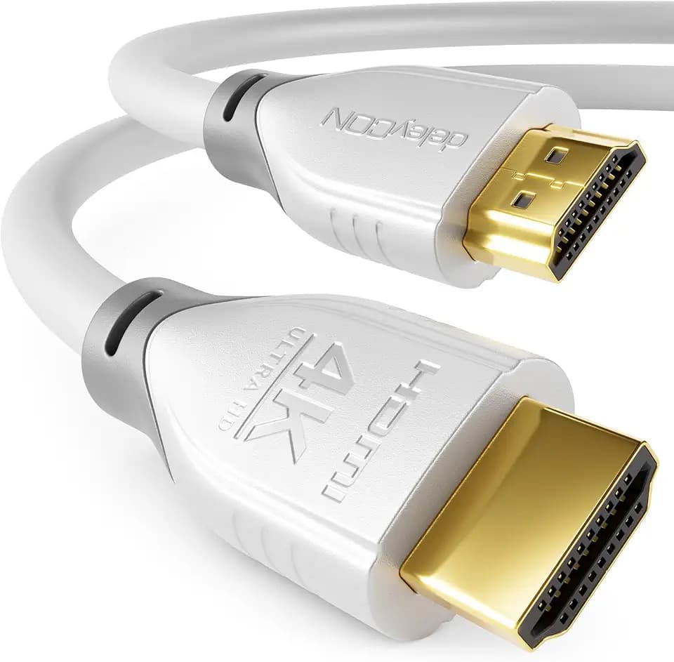 deleyCON 3,0m HDMI Kabel 4K@60Hz 2K@165Hz ARC 18Gbps - Weiß Grau