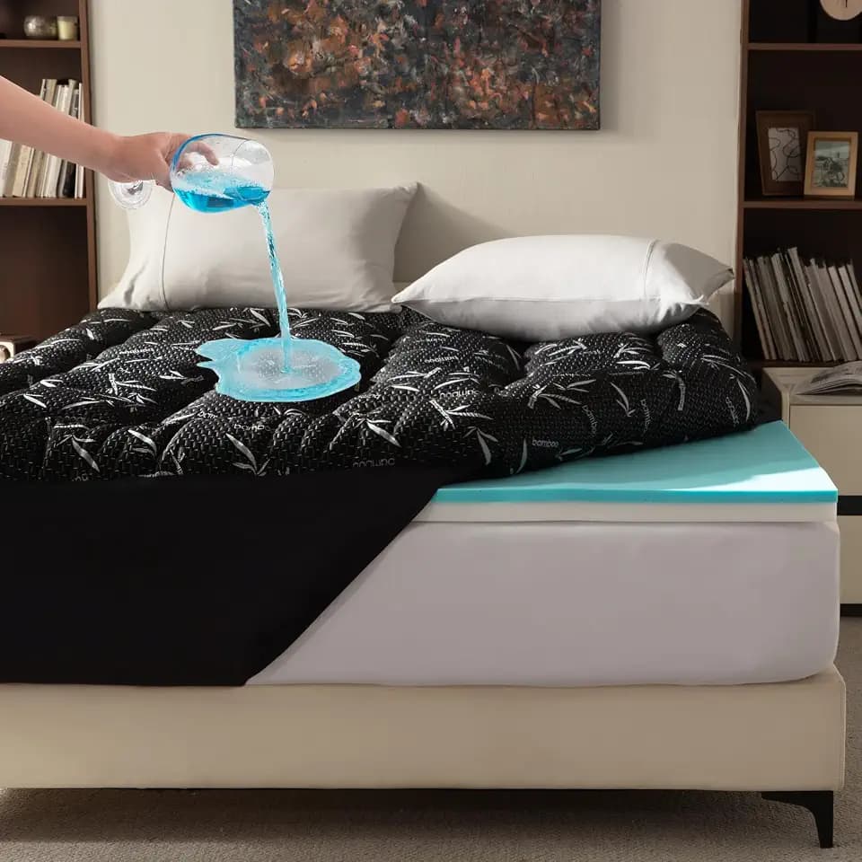 PRIMESOFT Full Size 4 Inch Mattress Topper - 2-in-1 Dual Layer Design (2" Gel Memory Foam + 2" Plush Pillow Top) - 100% Waterproof, Medium-Firm Support for Pressure Relief & Back Pain (Black)