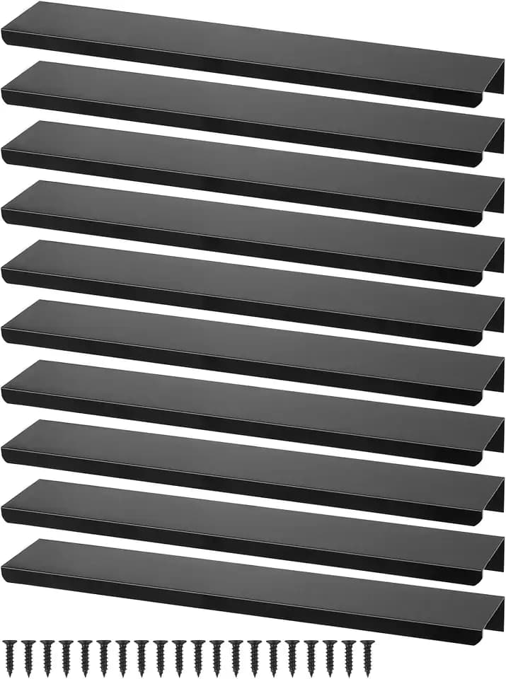 QWORK® 10 Stück 200 mm Schrankgriffe Schubladengriffe mit Schrauben für Schublade, Schrank, Möbel, Küche, Heimdekoration (Schwarz)