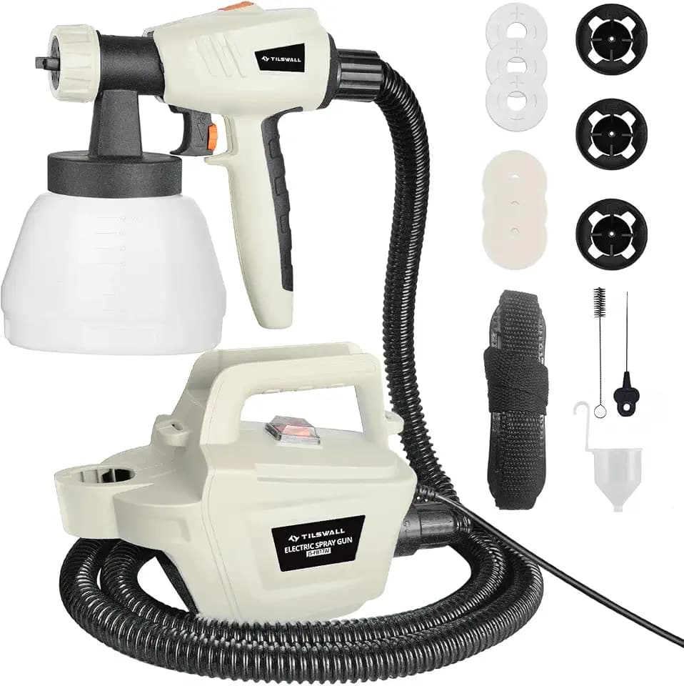 Tilswall Paint Sprayer, 800W HVLP Electric Spray Paint Gun (White)