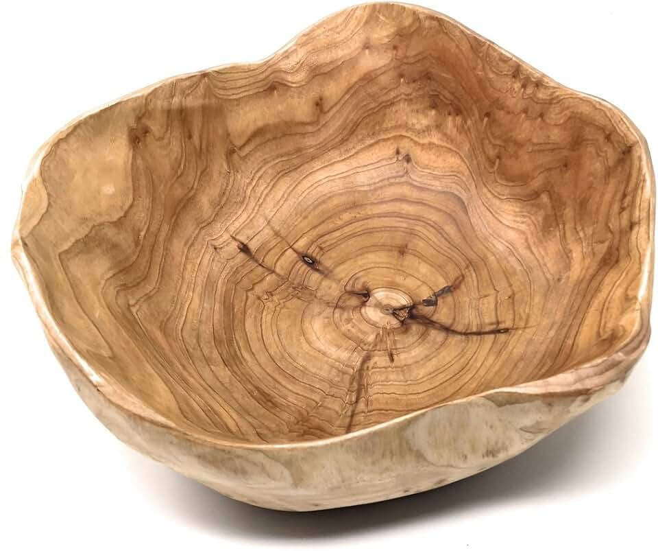 Wooden Bowl Handmade Storage Natural Root Wood Crafts Bowl Fruit Salad Serving Bowls (Small 8"-10")