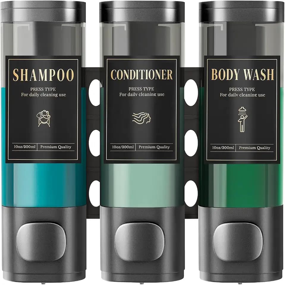 Luxspire Shampoo and Conditioner Dispenser, Shower Soap Dispenser 3-Chamber