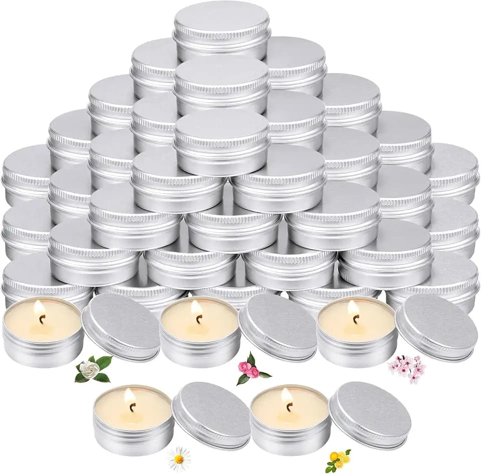 MTLEE 50 Pcs 1 Oz Wedding Elegant Floral Scented Tin Candles Gift, 5 Scent