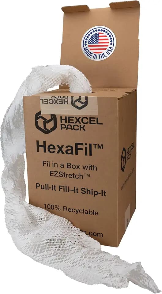 IDL Packaging White HexaFil Honeycomb Packing Kraft Paper 15" x 20400" (1700 ft) in Self-Dispensed Box - Patented Cushioning Meterial for Void Filling, Moving, Shipping - Alternative to Bubble Plastic