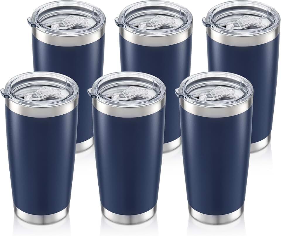 20oz Tumbler Bulk with Lid Stainless Steel Tumblers, 6 Pack