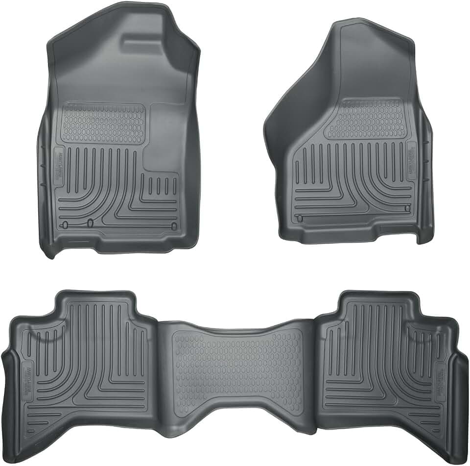 HUSKY LINERS Weatherbeater Fußmatten, passend für 2002-2008 Ram 1500 Crew Cab; 2003-2009 Ram 2500/3500 Crew Cab, vorne und 2. Reihe, 3-teilig, grau – 98032