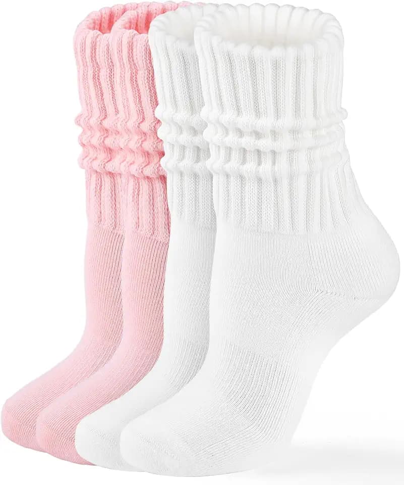 HONGTEYA Slouchy Crew Socks For Women,Scrunch Cotton Cozy Workout Socks