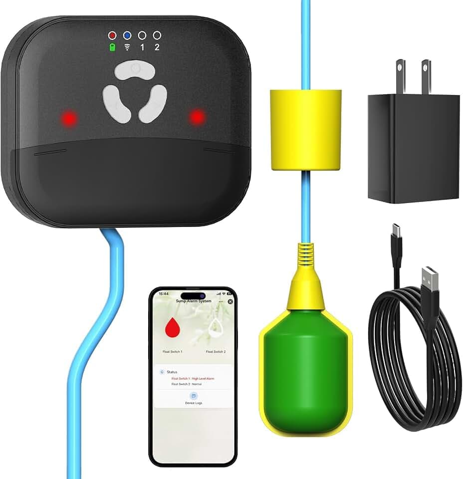 LUCKYDUO WiFi Sump Pump Alarm, Built-in Backup Battery, for Septic Tank