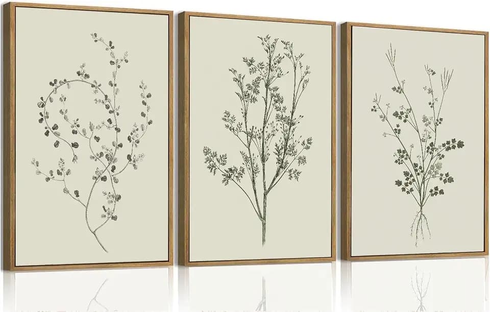 Neutral Floral Framed Wall Art Set of 3 12x16