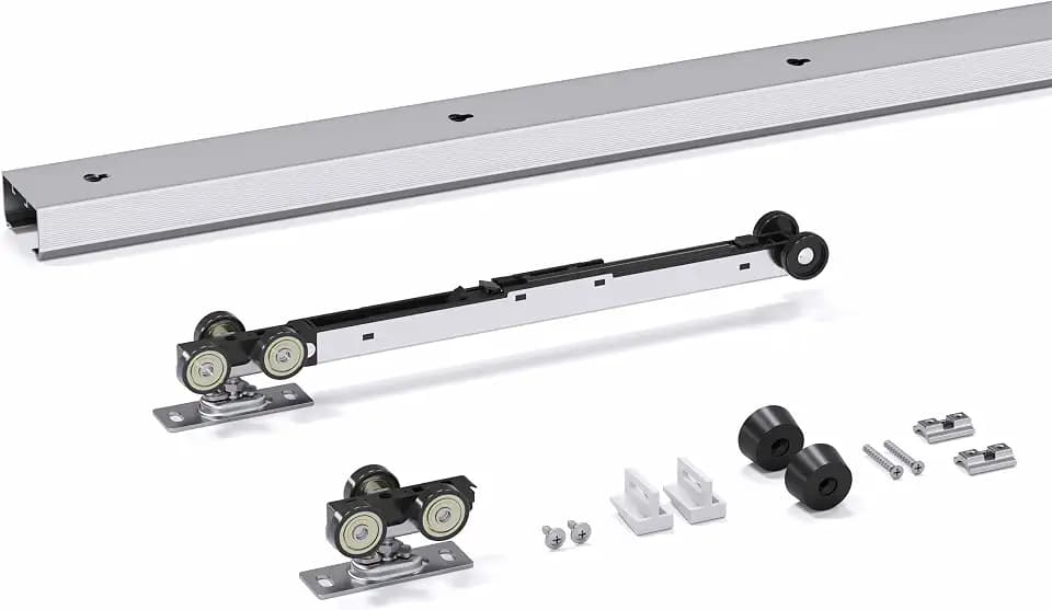 EaseLife 5FT Sliding Pocket Door Hardware Kit Soft Close Mechanism, Aluminum Box Rail Kit,Slide Smoothly Quietly,Easy Install,No Door (56.5" Track Kit for 23"~30" Wide Single Door)