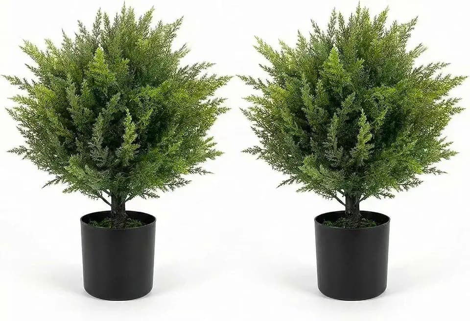 Artificial Plants Outdoor Fake Shrubs Topiary Cedar Trees 2 Pack