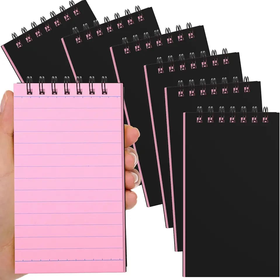 Tenceur 6 Pcs Pocket Notebook Small 3x5 Inch Top Spiral Notepads, Pink Page
