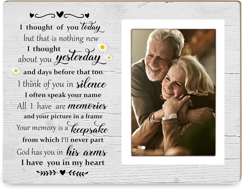 Memorial Gifts Picture Frame, Condolence Gifts Wooden Photo Frame, In Loving Memory of Mother, Father, Grandma,Memorial Frames for Loved One, I Thought of You Today12P048