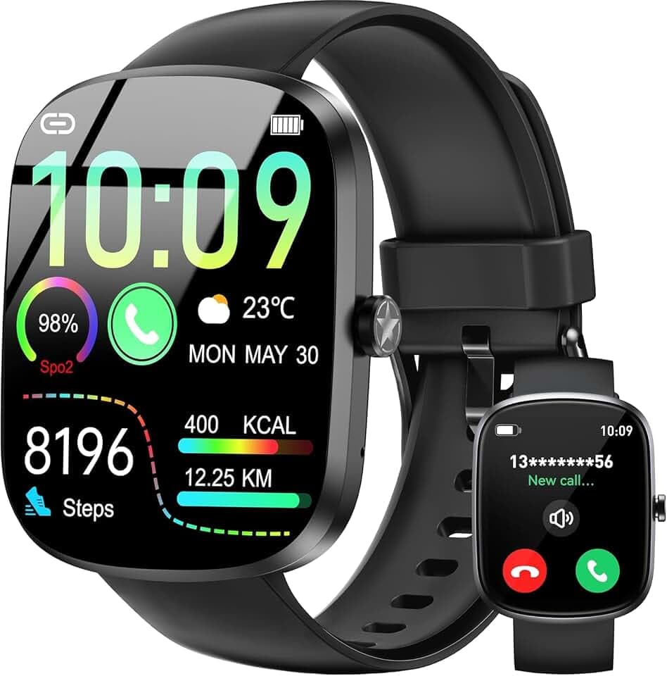 OUKITEL Smartwatch Herren Damen (Anruf Annehmen/Tätigen), 1.91" HD Touchscreen Smart Watch mit Herzfrequenz, 140+Sportmodi Fitnessuhr mit Schlafüberwachung/SpO2, IP68 Wasserdicht für iOS Android