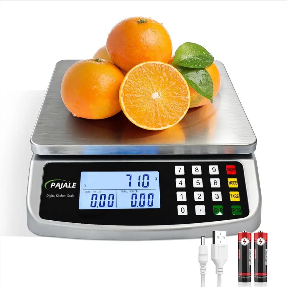 Large Food Scale 110 lb, Commercial Kitchen Scale 50kg with Price Computing, 0.05oz/1g, 304 Stainless Steel Digital Scale for sourdough Bread Baking Cooking Meat Restaurant Vegetables Farm