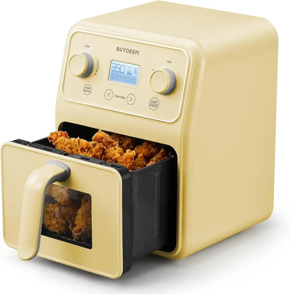 BUYDEEM F51 Air Fryer, Visible Window, One-Touch Control with LCD Display