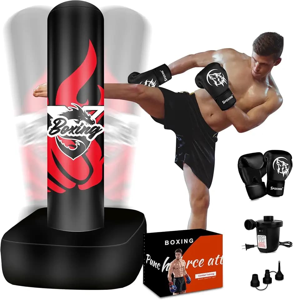Standing Punching Bag for Adult Teens, 70" Freestanding Punching Bag