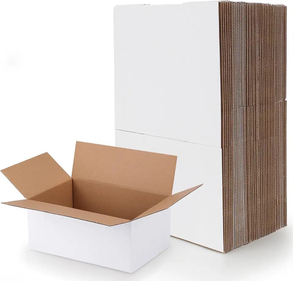 RLAVBL 9x6x4 Shipping Boxes Set of 40, White Corrugated Cardboard Box
