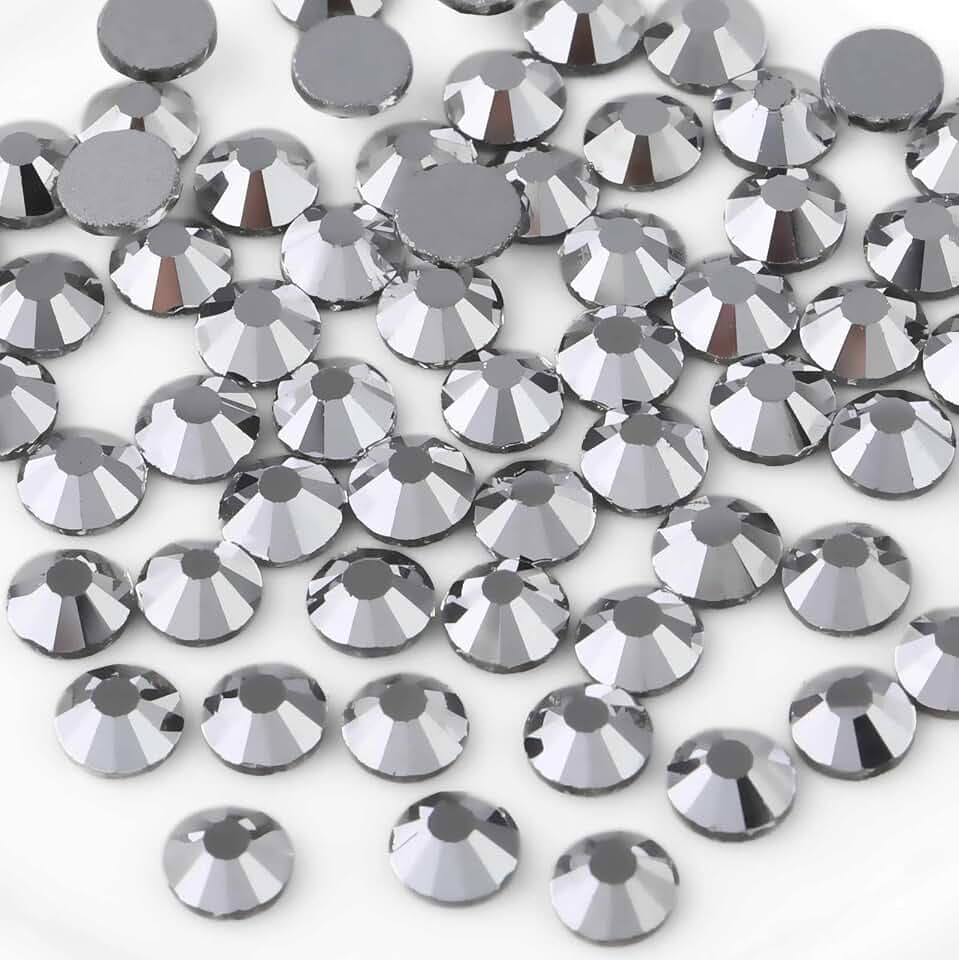 Beadsland Flat Back Crystal Rhinestones,Silver Hematite, SS20, 1440pcs