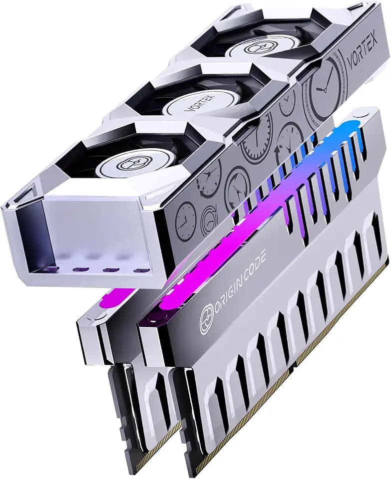 Vortex DDR5 RGB UDIMM 48GB(24x2GB) Arbeitsspeicher Kit mit Dual-EXPO - 6000MT/s CL26 - OC Lab High-Performance-Speicher für Desktop-PCs mit dediziertem Kühllüfter – Silber