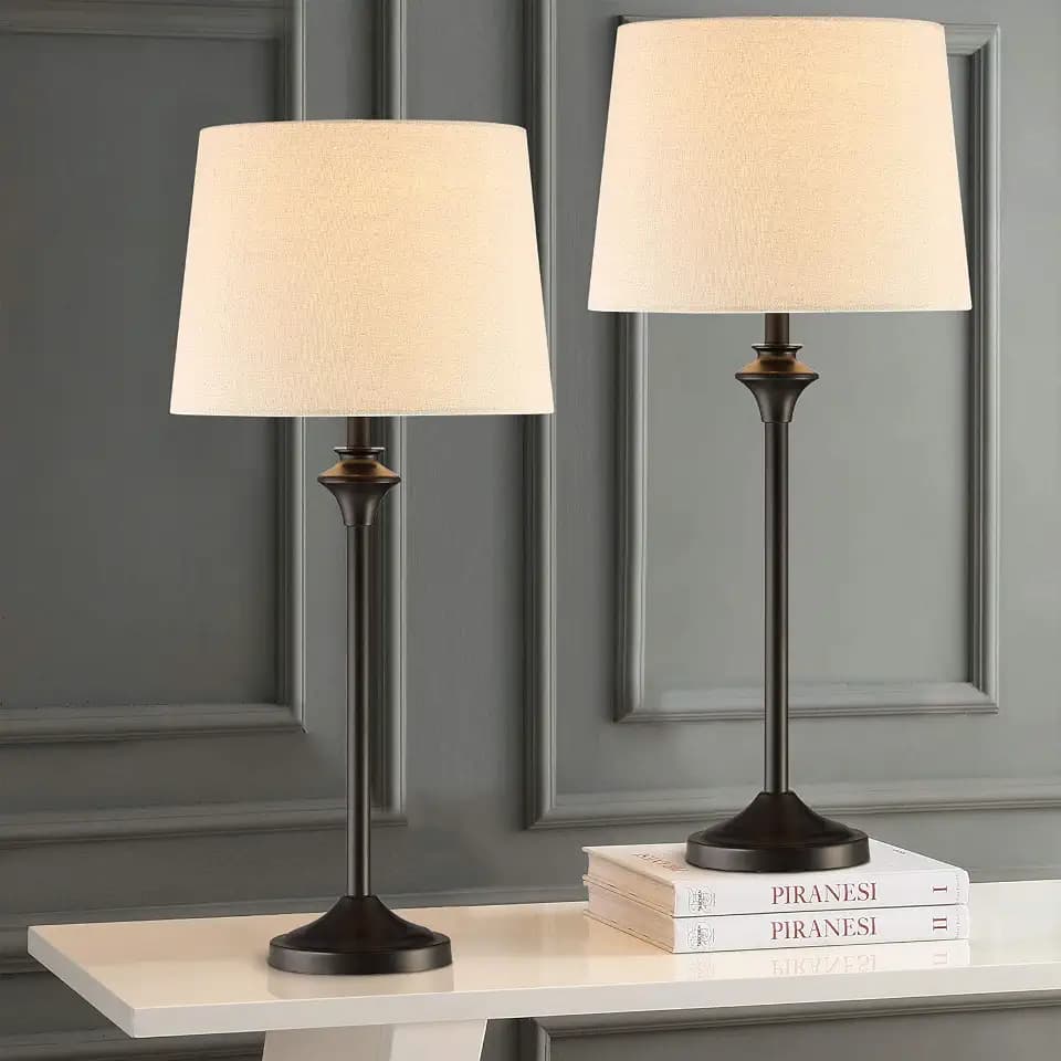 Maxax Table Lamps Set of 2 for Living Room, Buffet Lamps Black Nightstand Lamps with Fabric Shade 26" Bedside Desk Lamps for Bedroom, Living Room, Office, Kids Room