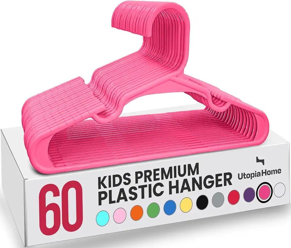 Utopia Home Kids Hangers 60 Pack – 11.5 Inch Baby Closet Hangers Pink